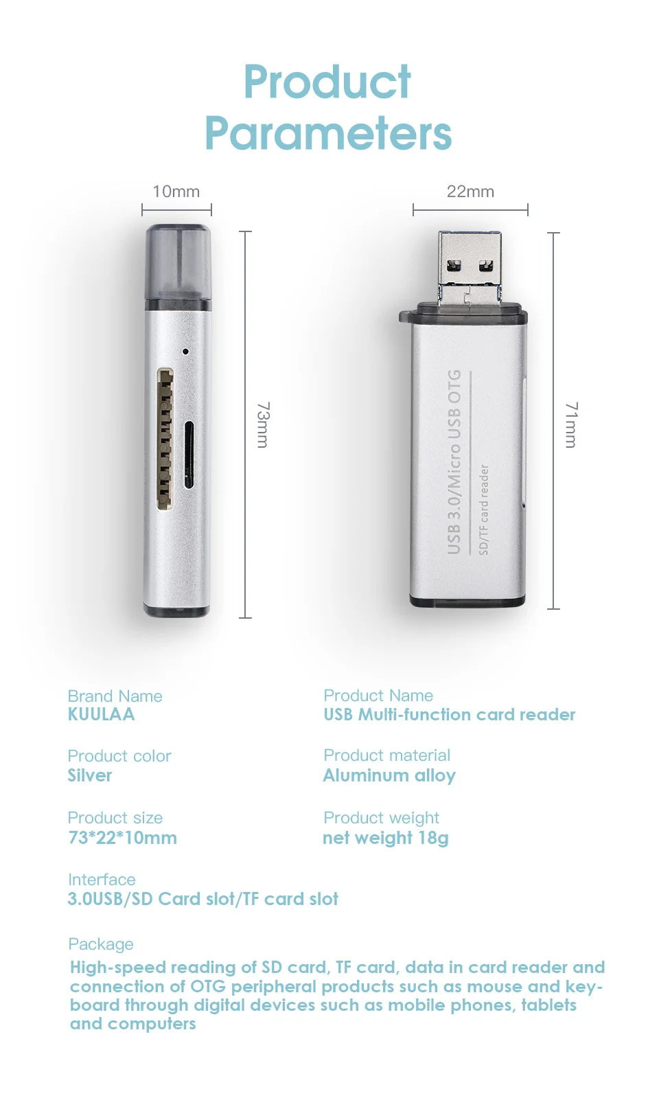 KUULAA все в одном устройство для чтения карт памяти MINI USB 3,0 OTG Micro SD/SDXC TF кардридер адаптер для ПК ноутбук компьютер