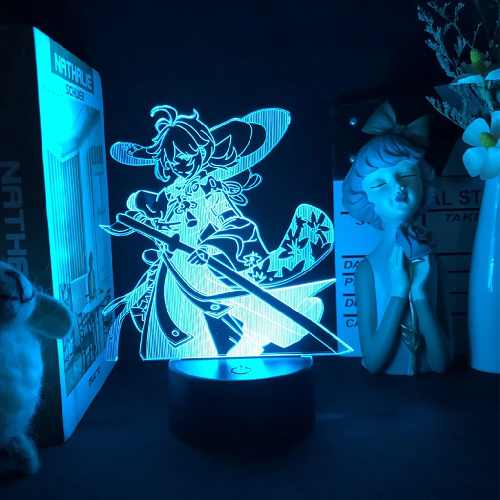 Genshin Impact Raiden Shogun Night Light Anime Game Figure Ayaka Lamp For Party Decor Adult Kid Birthday Gift Tartaglia Yoimiya 3d night light