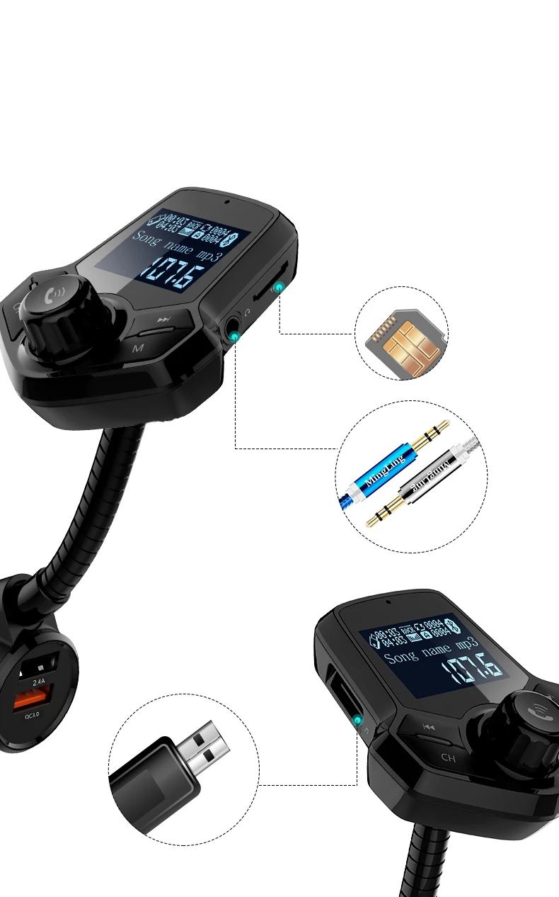QC 3,0 HY 91 Автомобильный Bluetooth Hands Free MP3-плеер/телефон на радио fm-передатчик