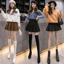 Юбка с высокой талией с интересными особенностями: разноцветный осень и зима, Женская юбка-трапеция для девочки больших размеров черного юбка средней длины