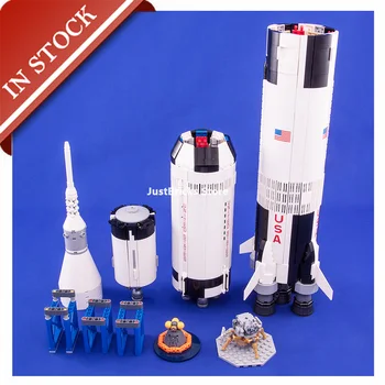 

In Stock 37003 Ideas The Apollo Rocket Saturn V 21309 Building Block 2009Pcs Bricks Toys Creator king 80013