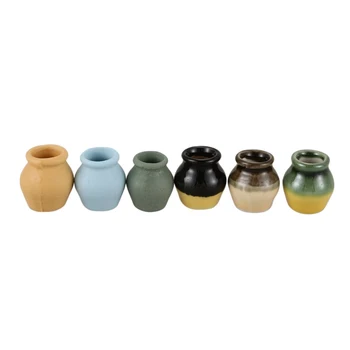 

1: 12 Dollhouse Miniature Toy Porcelain Decoration Vase Pot set 6pcs