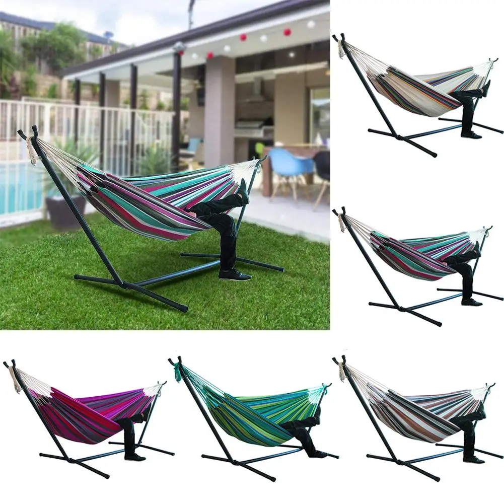 200x150cm Home Indoor Large Without Stand For Bedroom Thicken Widened Foldable Portable Garden Stripe Canvas Hammock Sleeping hammock straps