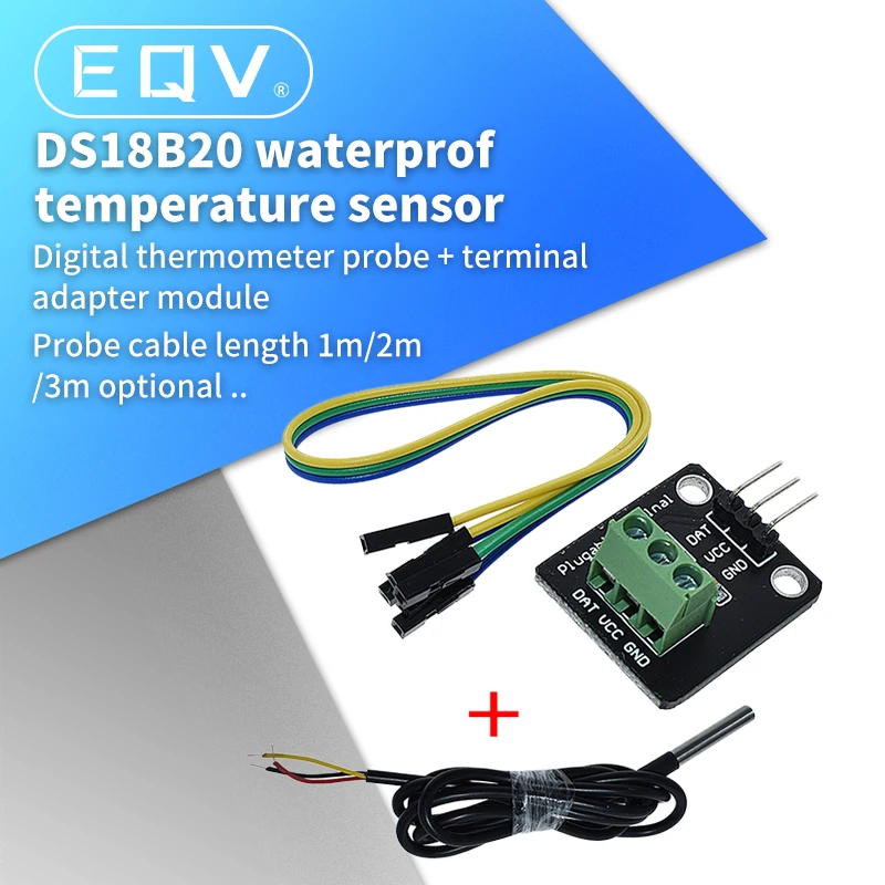 DS18B20 Temperature Sensor Module Kit Waterproof 100CM Digital Sensor ...