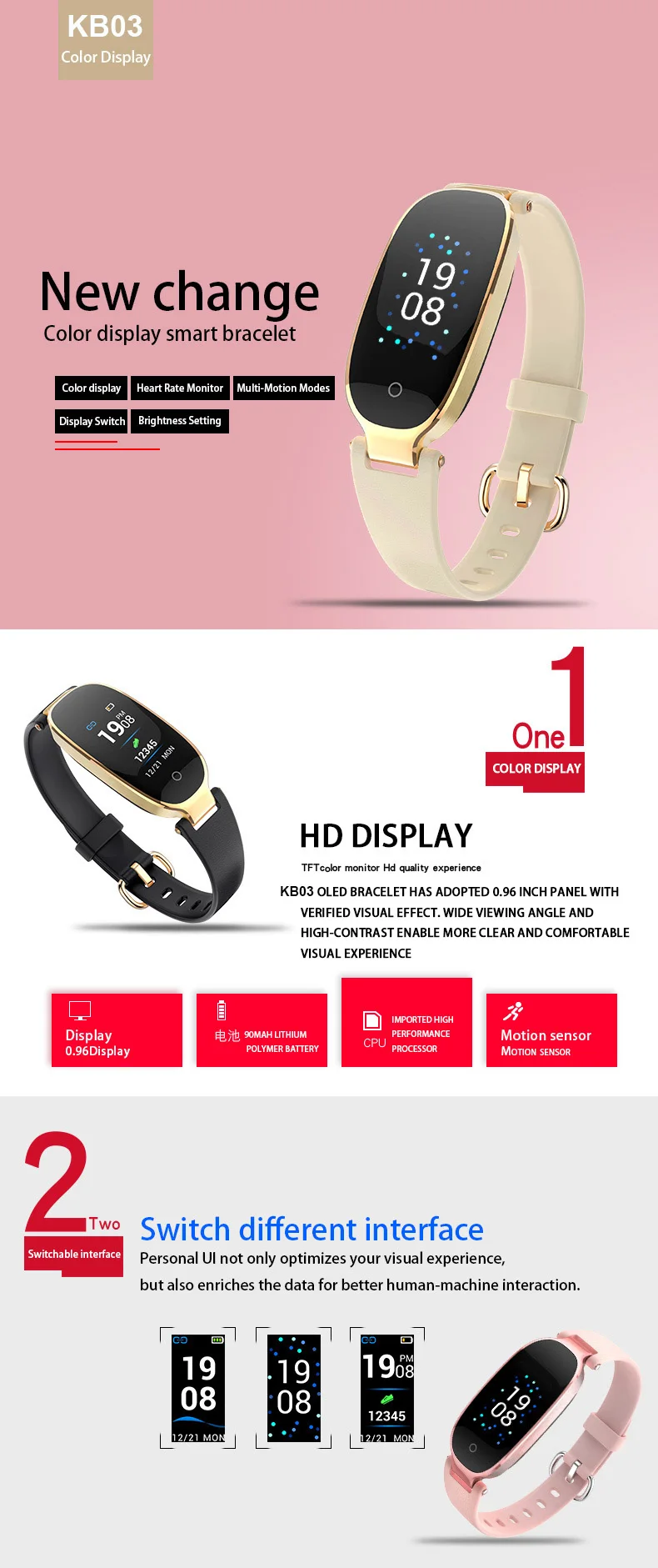 S3plus Sport Women Smart Bracelet Fitness Wristband Heart Rate Monitor Pedometer Smartband for Ladies Girl Xiaomi mi 2 3 4 Band