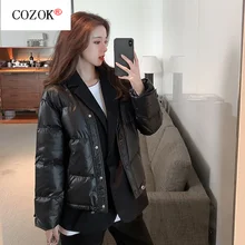 Jacket 2021 Winter Short Cotton Padded Coat Thick Parka Female Patchwork Women's Down Jacket Fashion Parkas Casual False Two
