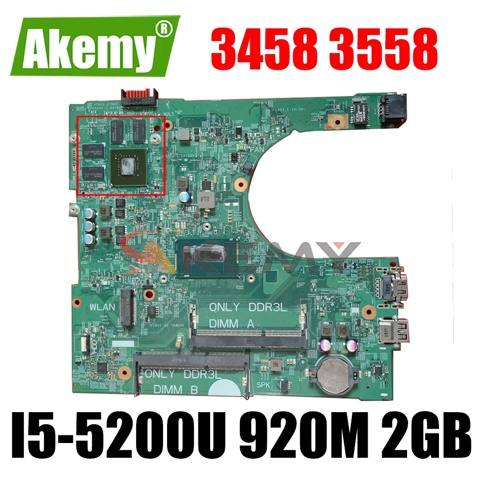 Akemy Новый I5-5200U 920 м 2 ГБ для Dell Inspiron 3458 3558 материнская плата 14216-1 1XVKN CN-098D3F 98D3F 100%