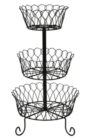 

Desktop Deconstructable Three-Layer Floor-Standing Porous Baking Varnish Fruit Basket Creative Iron Art Fruit Basket