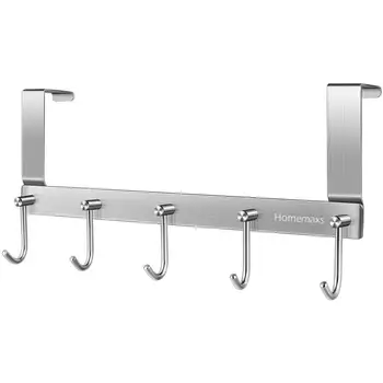 

1PC Stainless Steel Door Hooks Towel Clothes Coat Hat Hanger Wall Mounted Hanging Hook With 5 Hooks For Home Storage