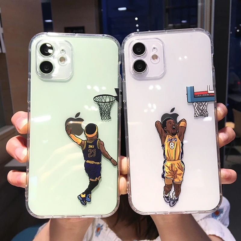 Funny Cartoon Basketball Slam Dunk Clear Phone Case For Iphone 13 Pro Max 12 Mini 11 Xs X Xr 7 8 Plus Boy Transparent Soft Cover Mobile Phone Cases Covers Aliexpress