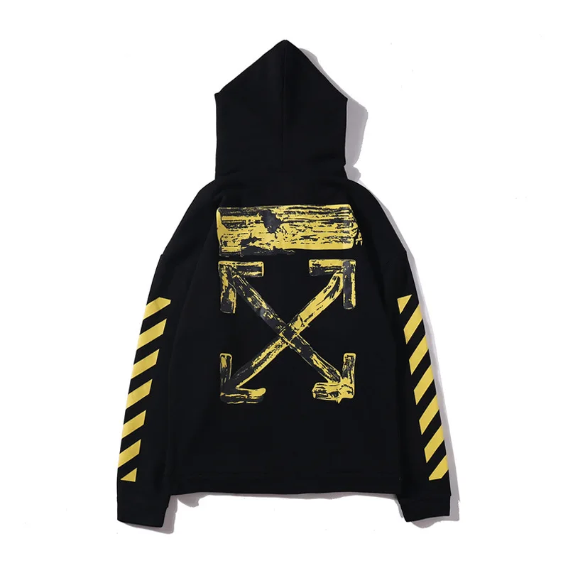 Off-White картина маслом желтый полосатый стрелы мужской кардиган толстовка