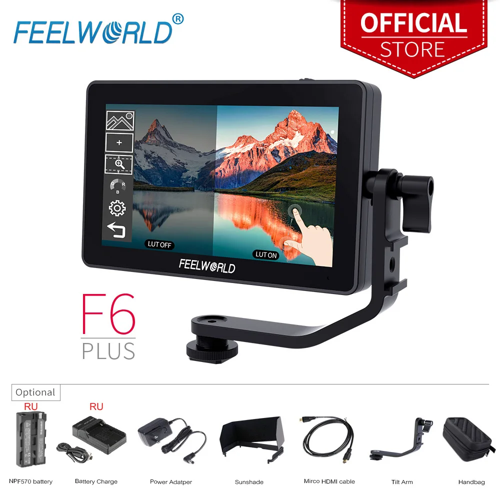 FEELWORLD 5.5 Inch on Camera DSLR Field Monitor FHD IPS Touch Screen 4K HDMI 1920x1080 3D LUT Waveform for Rig Gimbal F6PLUS
