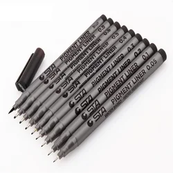 Stylos de croquis fins noirs imperméables, marqueurs d'art STA, stylo brosse, peinture, ligne de dessin, fournitures artistiques 