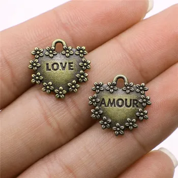 

Clearance Sale 10pcs Antique Bronze Color 16x17mm Love Amour Charms Pendant For Jewelry Making Diy Jewelry Findings