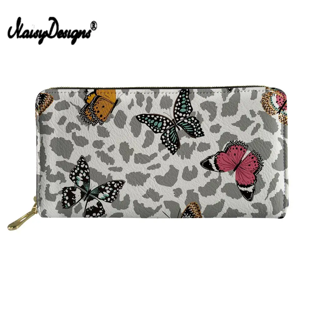 

NOISYDESIGNS Korean Women Wallets Butterfly Clutch Bag Long PU Leather Card Wallet Zipper Coin Purse Cartera Mujer Female