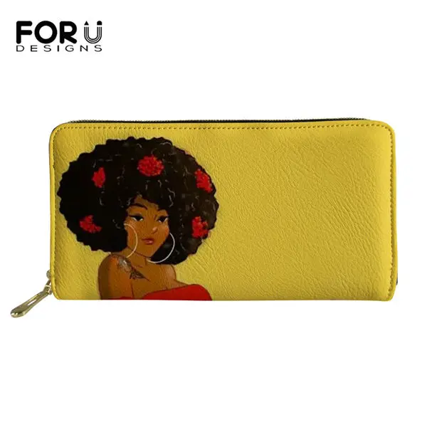 FORUDESIGNS/модные длинные женские кошельки, черный Африканский узор для девочек, кошелек для монет, искусственная кожа, для путешествий, карманы для паспорта - Цвет: CDWX3989Z21