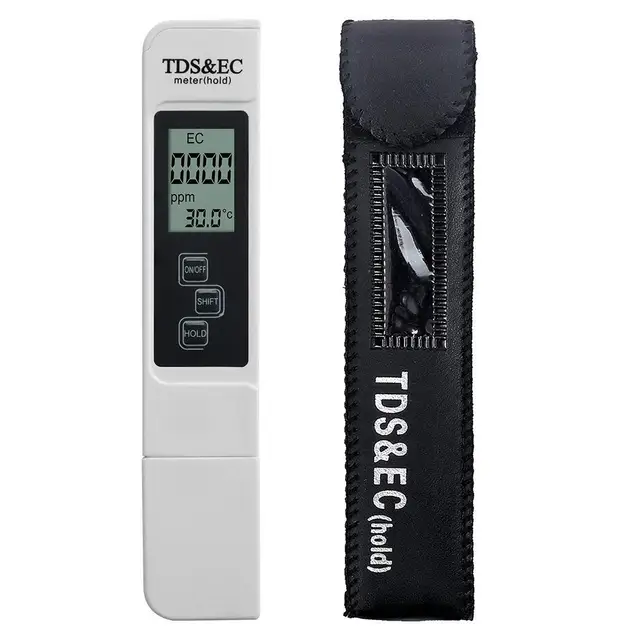 Digital Water Quality Tester TDS EC Meter Range 0-9990 Multifunctional Water Purity Temperature Meter TEMP PPM Tester white