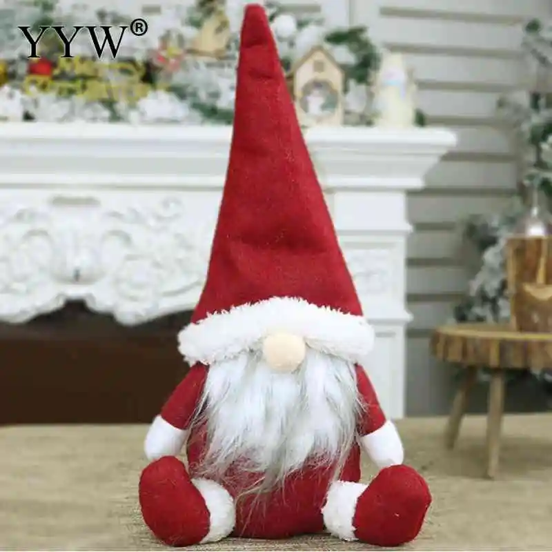 Christmas Santa Swedish Stuffed Toy Cloth Santa Doll Gnome Scandinavian Tomte Nisse Sockerbit Dwarf Elf Home Ornaments Goods - Цвет: red 2
