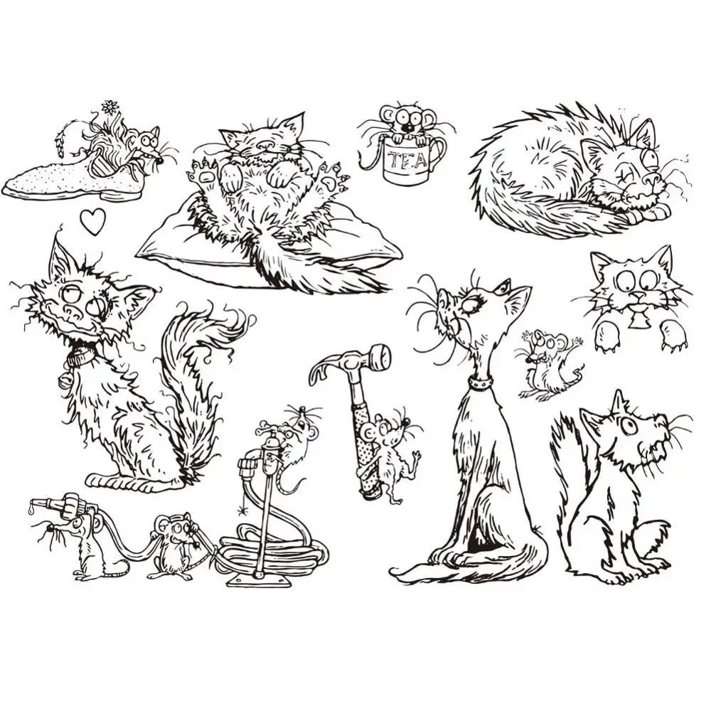 

Hot sale cat&mouse Clear Stamps for card background stamp/seal For Scrapbooking Album Sheets Decor Clear Stamps For card Craft
