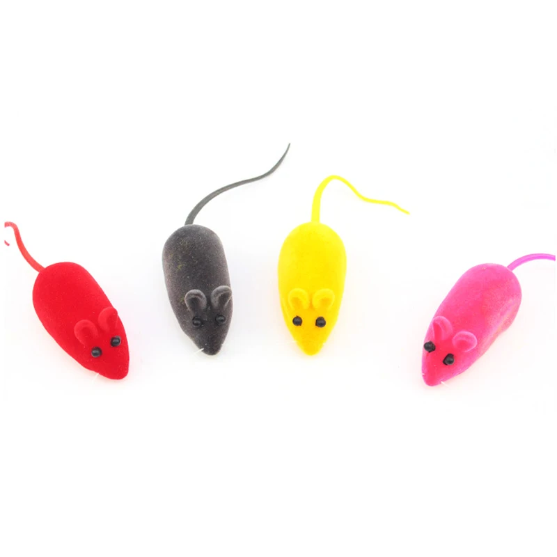 1PC Cat Toy Flocking Mouse Funny Kitty Toys Sound Plush Rubber Vinyl Mouse Pet Cat Realistic Sound Toys Interactive Toy