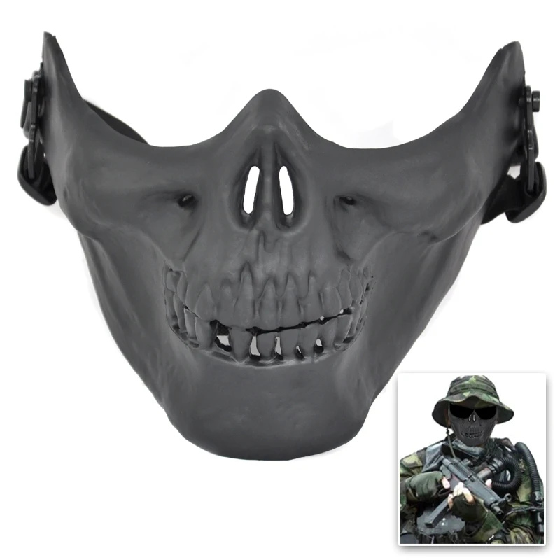 Promotion! Airsoft Mask Skull Skeleton Airsoft Paintball Half Face Protect Airsoft Mask(Black