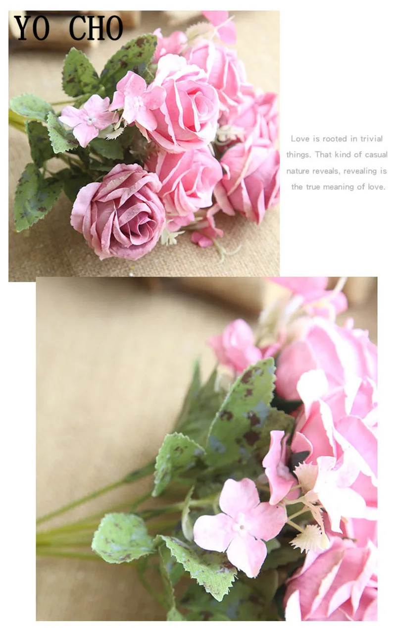 fake silk roses artificial flowers wedding bouquet  (4)