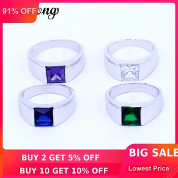 

choucong 4 colors Birthstone Wedding ring for Men Princess cut 3ct 5A zircon cz 925 sterling silver Male Engagement Band Ring