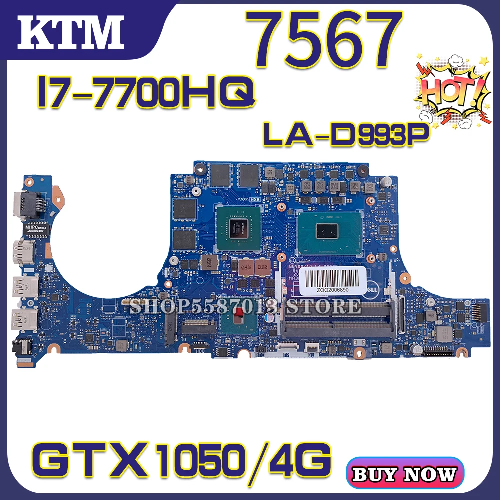 Для DELL 7567 Inspiron 15R BBV00/10 LA D993P Ноутбук Материнская плата материнская 100% тесты работы