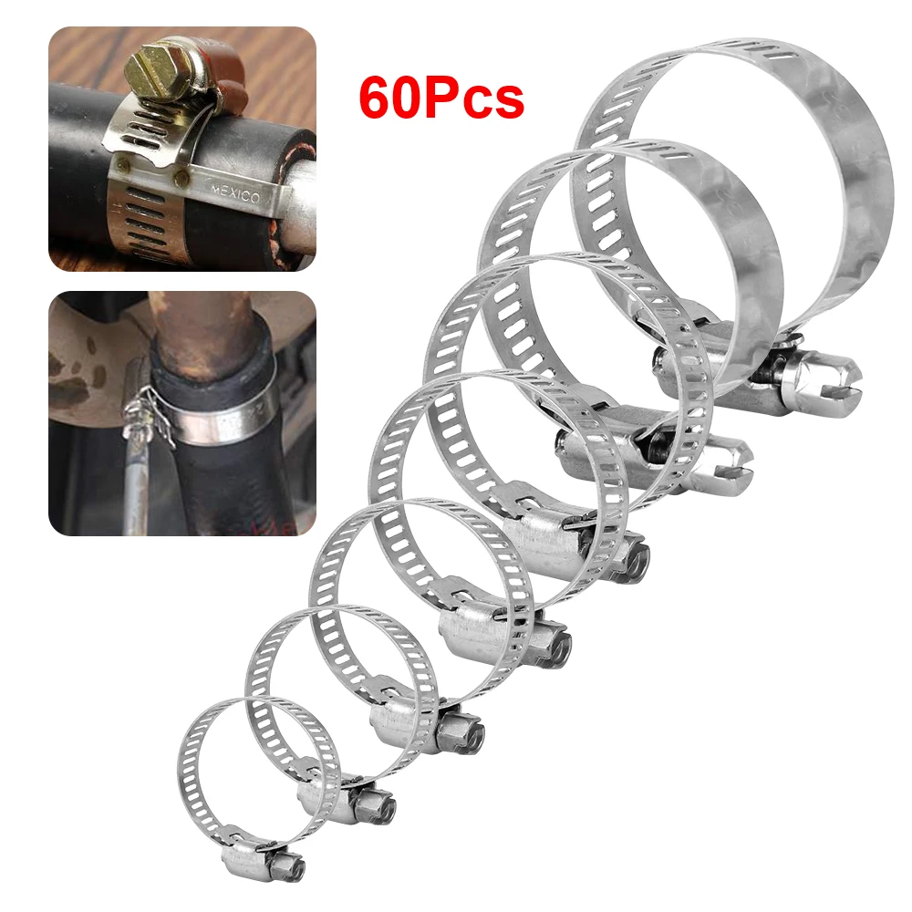 Automotive Pipes Clip Hose Clamp Kit 60Pcs/Set Stainless Steel Hoop Clamps Professional Spare Parts | Автомобили и мотоциклы