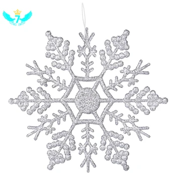 

12 Pcs Christmas Snowflakes, 4.0 inches Glitter Snow Flake Ornaments for Xmas New Year Thanksgiving Day Party Decor TOB