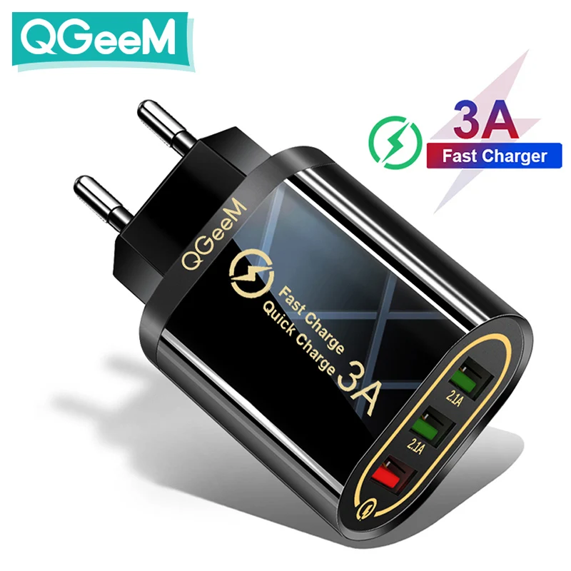 Зарядное устройство QGEEM с 3 USB портами для iPhone быстрая зарядка 0 быстрое зарядное