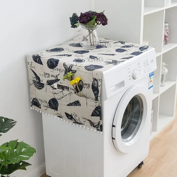 

Retro Printing Pattern Drum Washing Machine Cover Portable Dustproof Single Door Refrigerator Cover