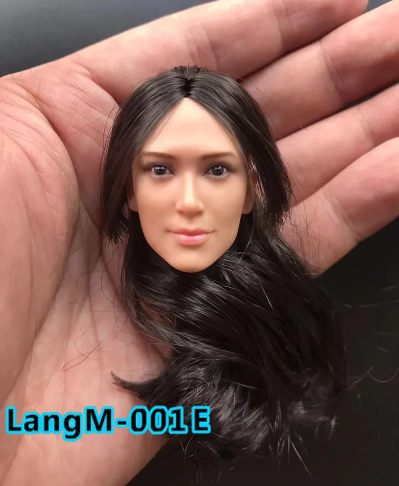 LangM-001 1/6 голливудская кинозвезда азиатская красавица ПВХ голова резные светлые волосы лепим красные локоны прямые волосы модель для тела 12''