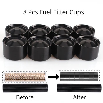 

8 Pcs Aluminum Fuel Filter Storage Cups Black Red Silver Cone Solvent Trap for NAPA 4003 WIX 24003 OD 1.79" ID 1.55"