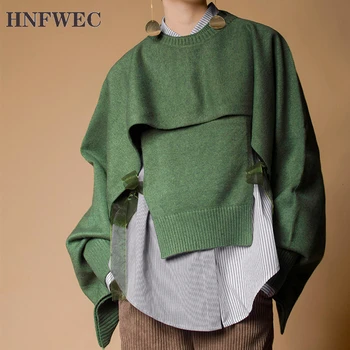 

Women Set Women Sweater Sets Drawstring Bandage Vest Lantern Sleeve Irregular Wool Sweaters 2 Piece Set Women 2020 L544