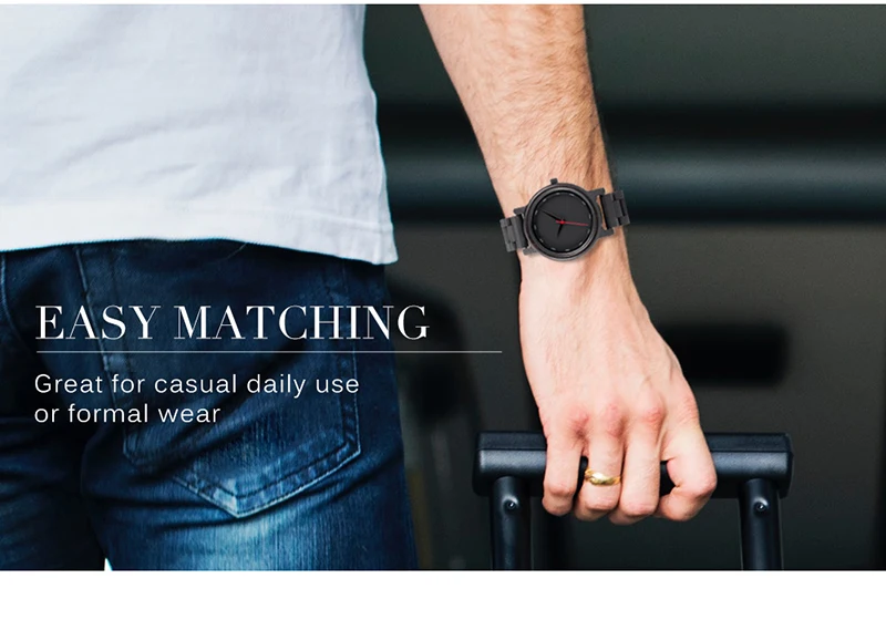 Luxury Wooden Men's Watch Quartz Watch Natural Wood Box Strap