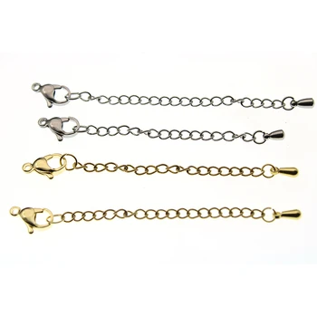 

5pcs/lot Stainless Steel Extension End Chain DIY Bracelet Necklace Tail Chain Lobster Clasp Extender Chains For Jewelry Making