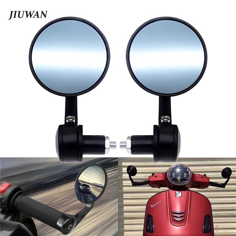 

1 Pair 7/8" Universal Motorcycle Rearview Mirror Handle Bar End Rearview Side Mirrors Round Aluminum Moto Cafe Racer Accessories