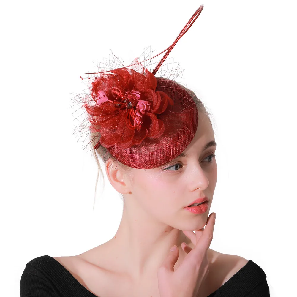 

Elegant Ladies Marron Fascinators Hats Hair Accessories Party Flower Decor Headpiece With Elegant Women Party Church Headwear