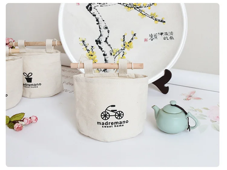 Thick Canvas Single Pocket Hanging Bag Home Storage Supplies Fabric Hanging Storage Bag Cotton Linen Storage Hanging Bag Manufac
