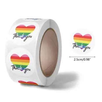 

500pcs Heart Thank You Stickers Seal Label for Small Shop Wedding Gift Package Envelope Stationery Sticker
