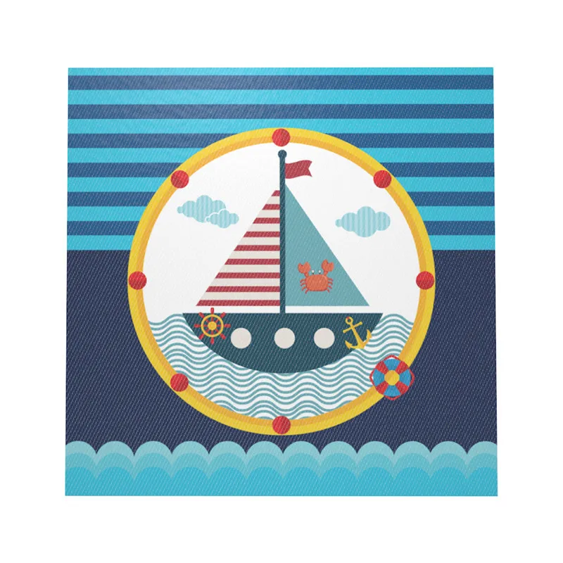 Морской тематический одноразовый набор посуды для детей на день рождения Декор синий парусник Салфетка под тарелку кружку баннер скатерть вечерние принадлежности - Цвет: Napkin 10pcs