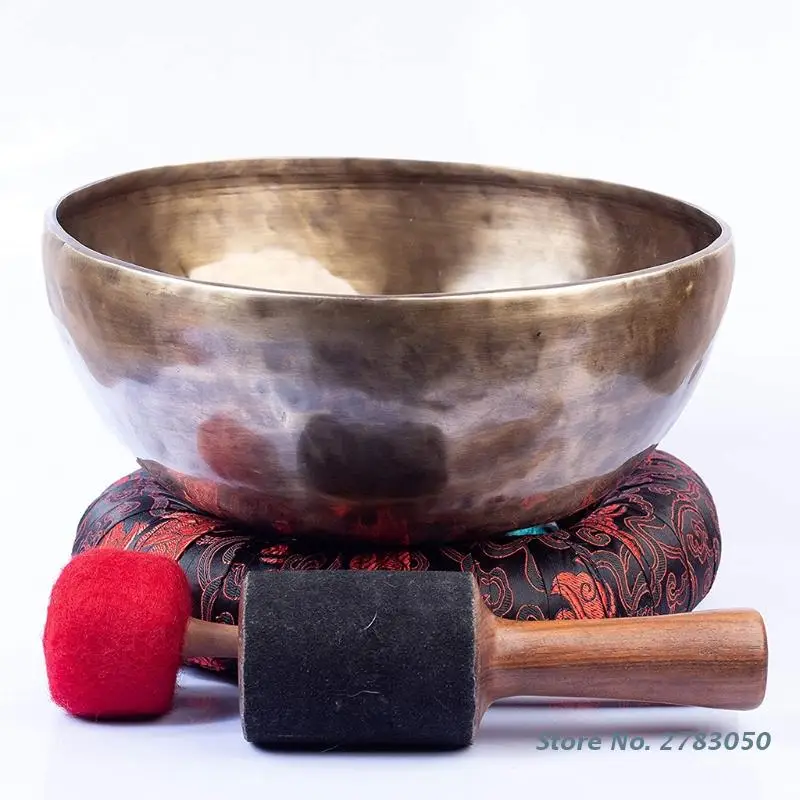 Tibetan Singing Bowl Mallet Meditation Buddhist Handmade Wool Felt Hammer with Wood Handle Red 23cm/28cm