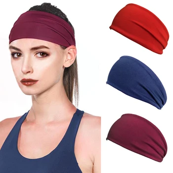 

1 pc Sweat Absorb Soft Wide Cotton Elastic Headband Running Yoga Stretch Hairbands Women Girls Colorful Sports Headband