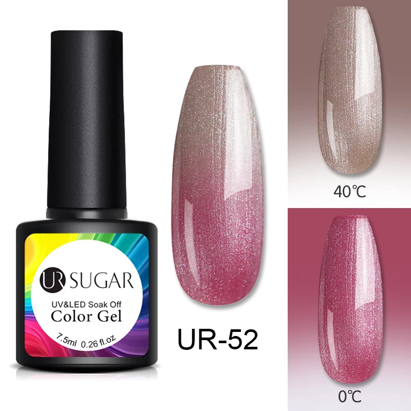 new52 Ur Sugar 7,5 мл термальный блеск замачиваемый УФ-гель голографический лак температура меняющий цвет Лак Гель-лак для ногтей Декор - Цвет: new52