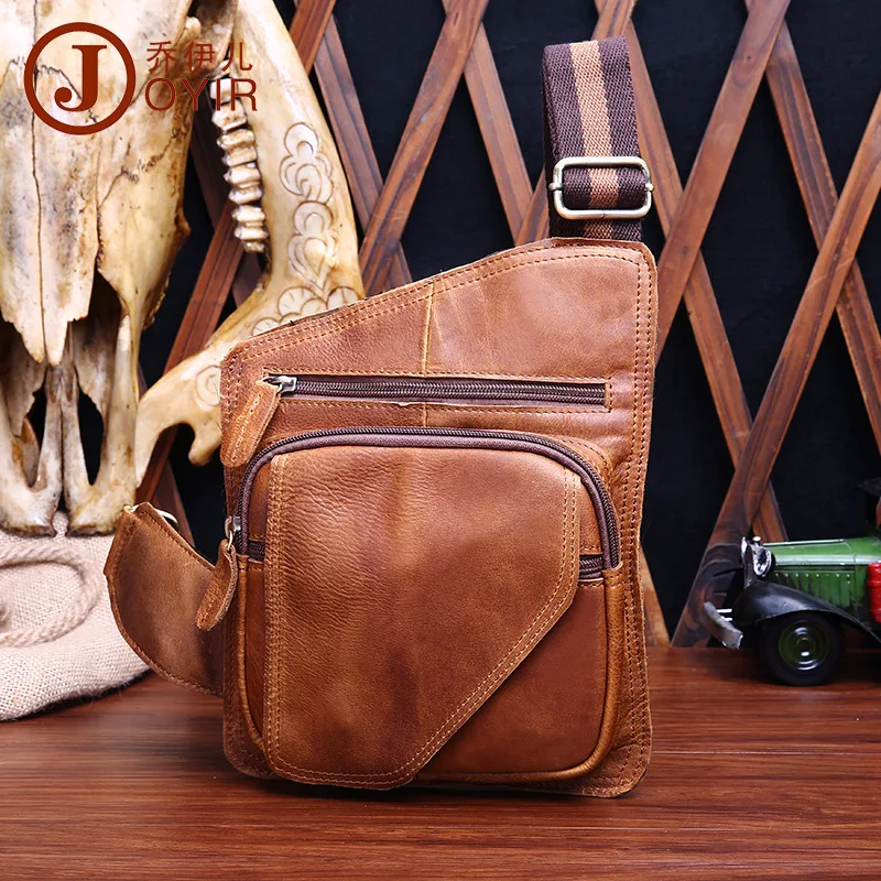 

2019 New Style Genuine Leather Men's Chest Pack Horse Leather Retro Fashion First Layer Cowhide Messenger Bag Gun Pack Men's Bag