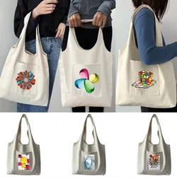 Tote Bag Women‘s Shopper Shopping Bags Canvas Commuter 3D Funny Series Large Grocery Handbags Portable One-shoulder Shopping Bag