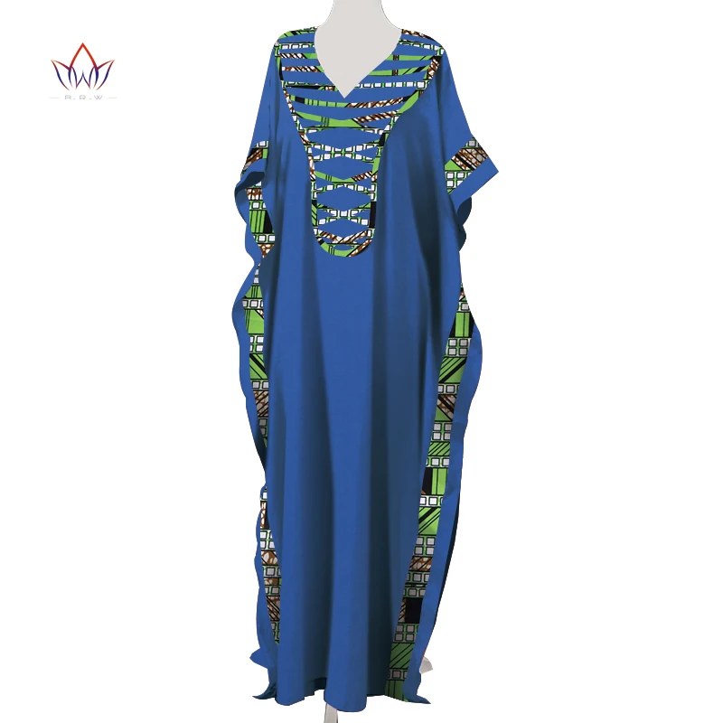 V Neck Dashiki African Dresses for Women Colorful Daily Causal Loose African Dresses for Women Ankle-Length Dress WY5497