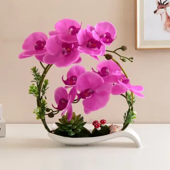 

CREATIVE POSTORAL BUTTERFLY ORCHID PU ARTIFICIAL FLOWER SETHOME DECORATION ORNAMENT OFFICE SIMULATION VASE PHALAENOPSIS FIGURINE