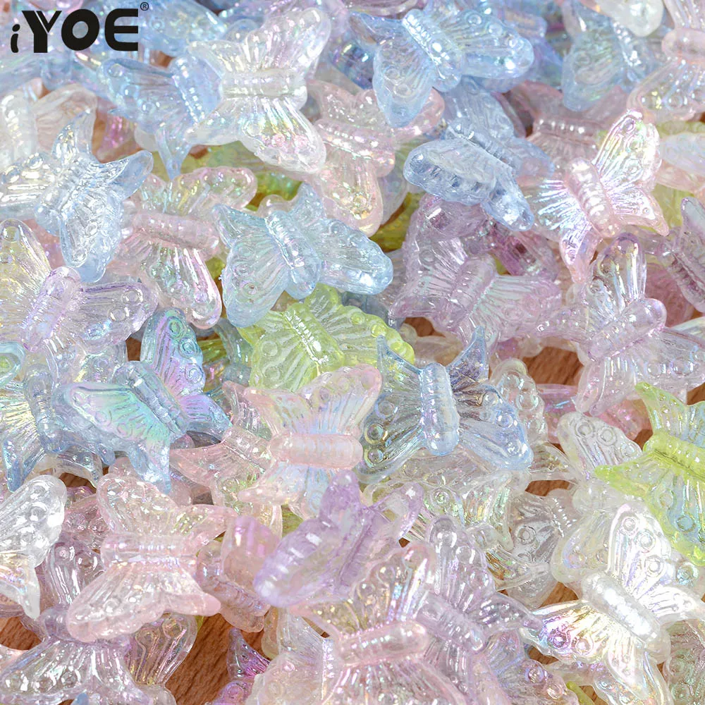 100 Cuentas Espaciadoras De Cristal Con Forma De Mariposa - Multicolor, Brillantes, Para Manualidades Y Joyería DIY